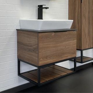 Тумба с раковиной Comforty Порто 00-00010677 60 см Дуб темно-коричневый